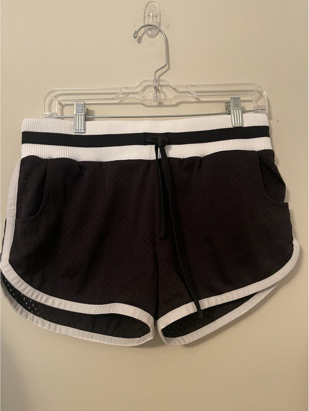 Mitchell & Ness Women Small S Black Mesh Mini Shorts Athletic Booty Micro
